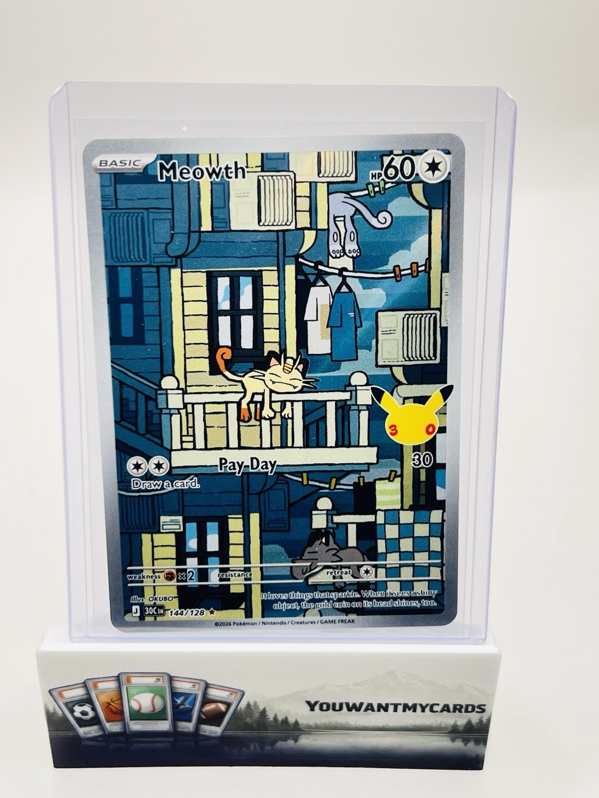 Meowth 144/128 Illustrazione Rara - Pokémon Set 30° Anniversario