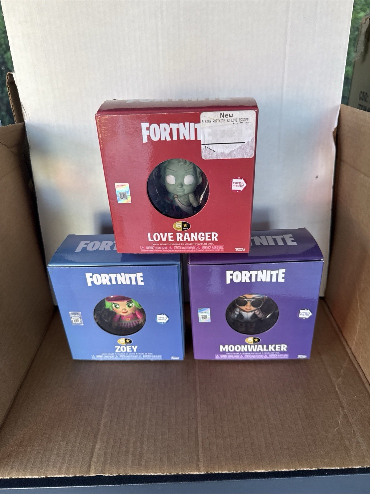 (3) 2018 Funko Fortnite 5 Star Moonwalker, Zoey, & Love Ranger Figures