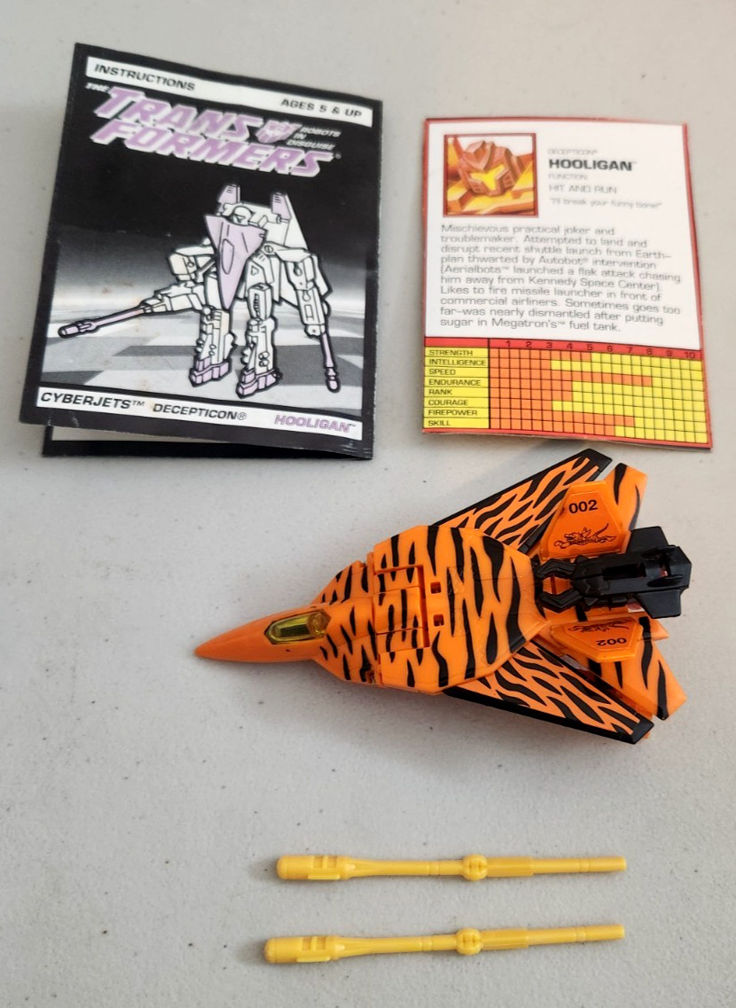 Transformers 1995 G2 Cyberjets HOOLIGAN - Completo di istruzioni e scheda