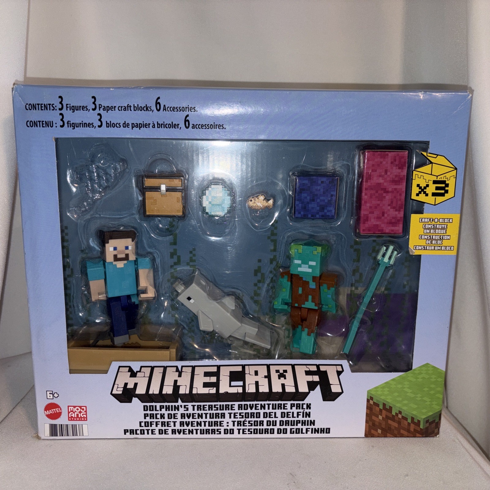 Minecraft Dolphin's Treasure Adventure Pack con 3 action figure