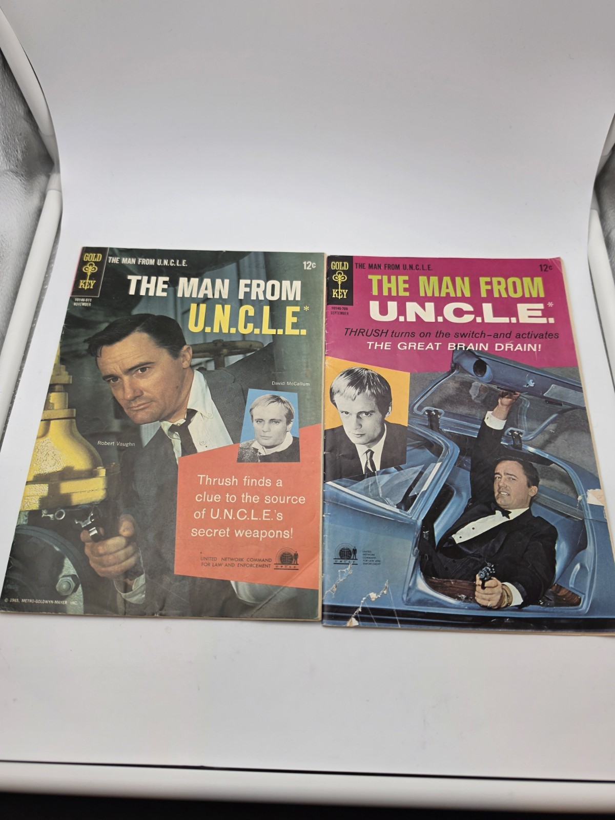 Vintage 1960s Gold Key The Man From U.N.C.L.E. Comic Book Lot of 2 TV Tie-In Spy