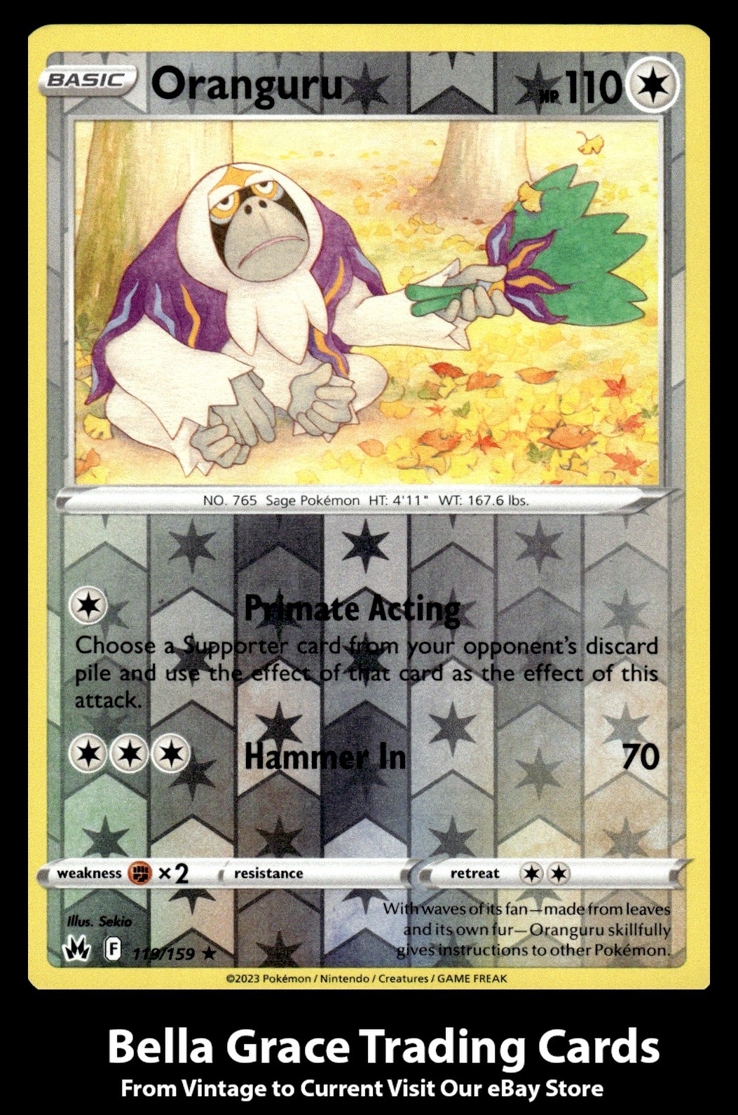 Oranguru #119/159 Crown Zenith Pokemon Rare Reverse Holo