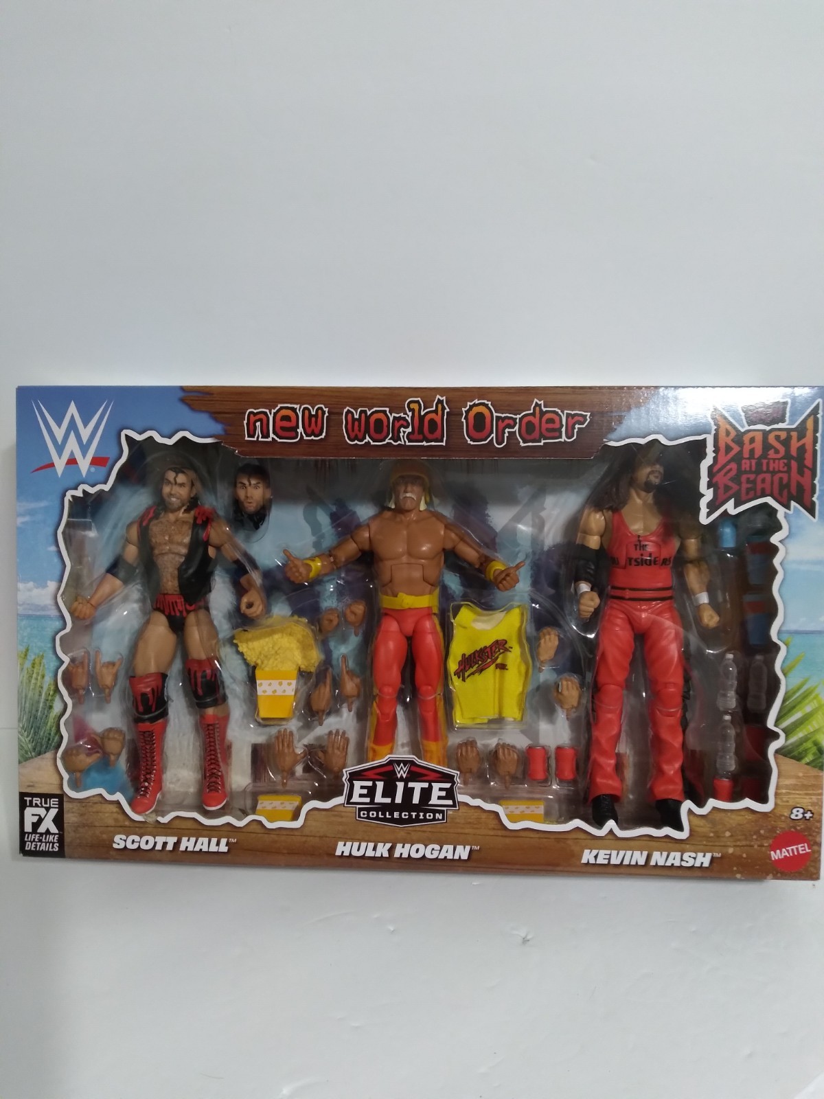 WWE Elite nWo 3-Pack Scott Hall Hulk Hogan Kevin Nash WCW Bash at the Beach Nuovo