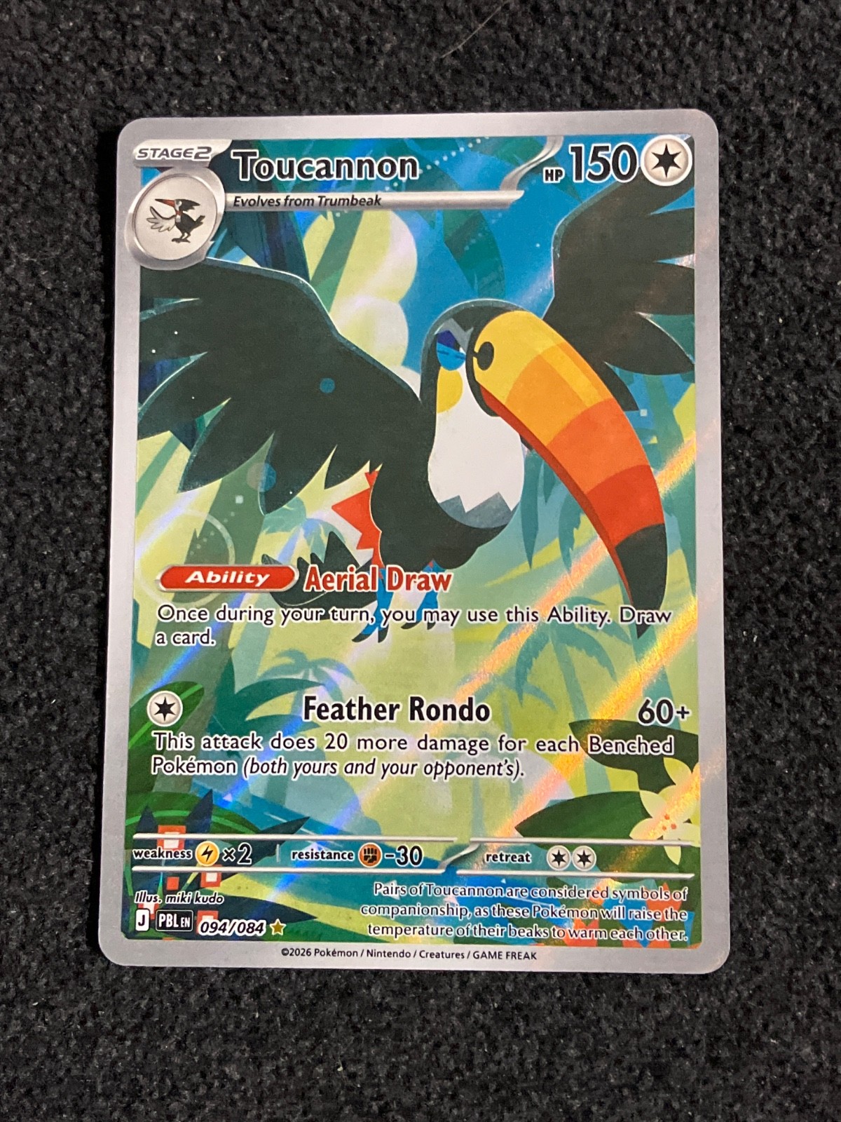 Toucannon 094/084 Illustrazione Rara IR Pokemon Pece Nero ME05 NM Inglese