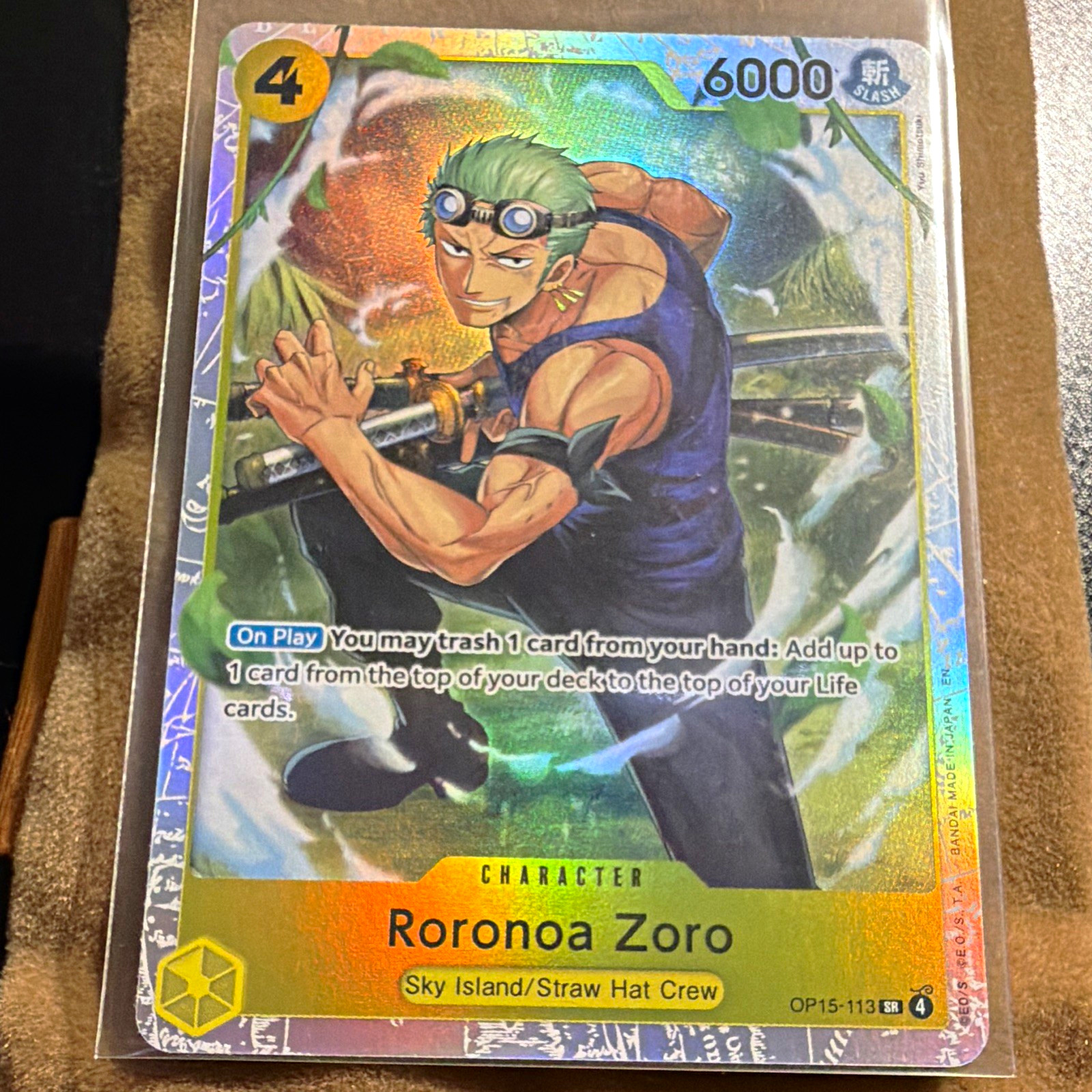 Bandai One Piece Card Game Roronoa Zoro OP15-113 SR Holo EN Alt Art 6000