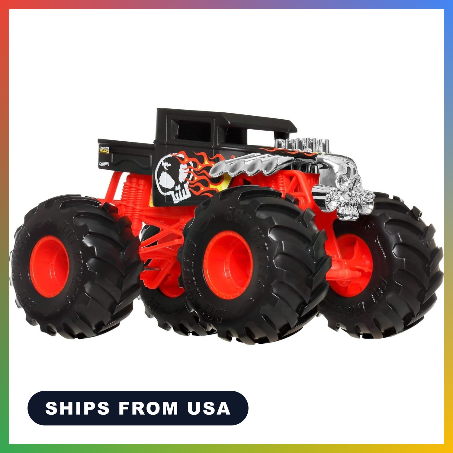 Monster Trucks Oversized Bone Shaker 1:24 Scale Die-Cast Toy Truck Giant Wheels