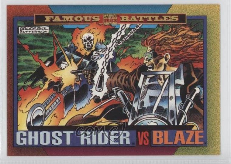 SkyBox Marvel Universe Serie IV Battaglie Famose 1993 Ghost Rider vs Blaze 1v3