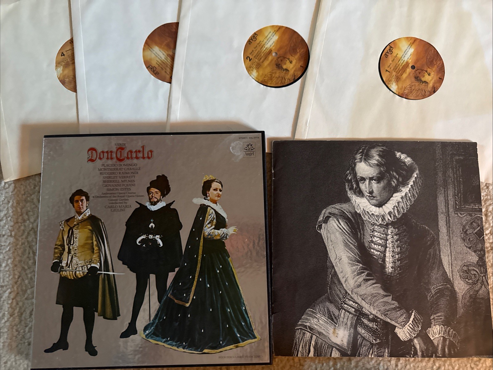 Verdi Don Carlo Montserrat Caballe Milnes Giulini 4LP Vinyl Box Placido Domingo