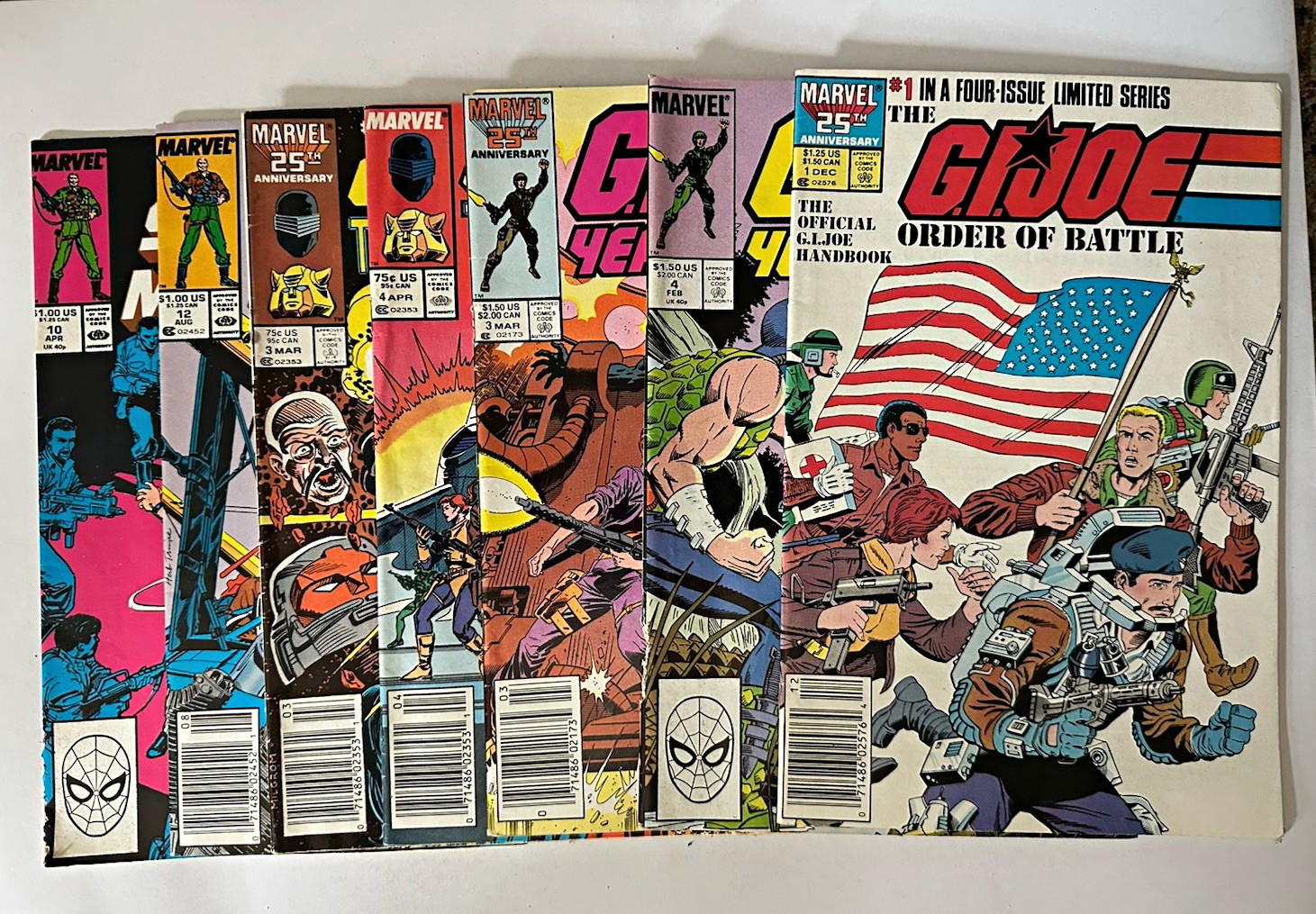 G.I. vintage Joe Marvel Comics lotto di 7 trasformatori/annuario/missioni speciali