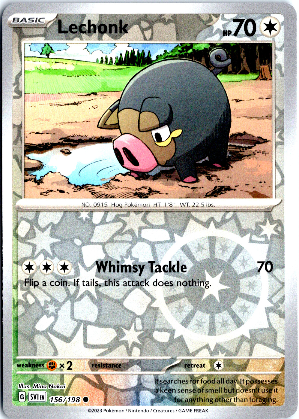 Pokemon Scarlet Violet Set Base #156/198 Lechonk Reverse Holo quasi nuovo+