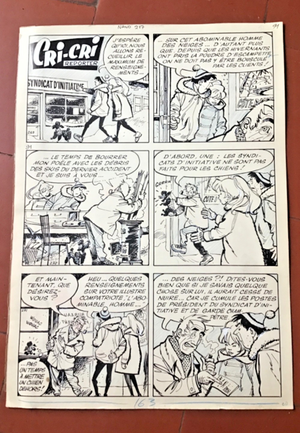 GLOESNER. Cri-Cri Reporter. Planche 91 publiée dans Nano et Nanette. 25 x 35,5