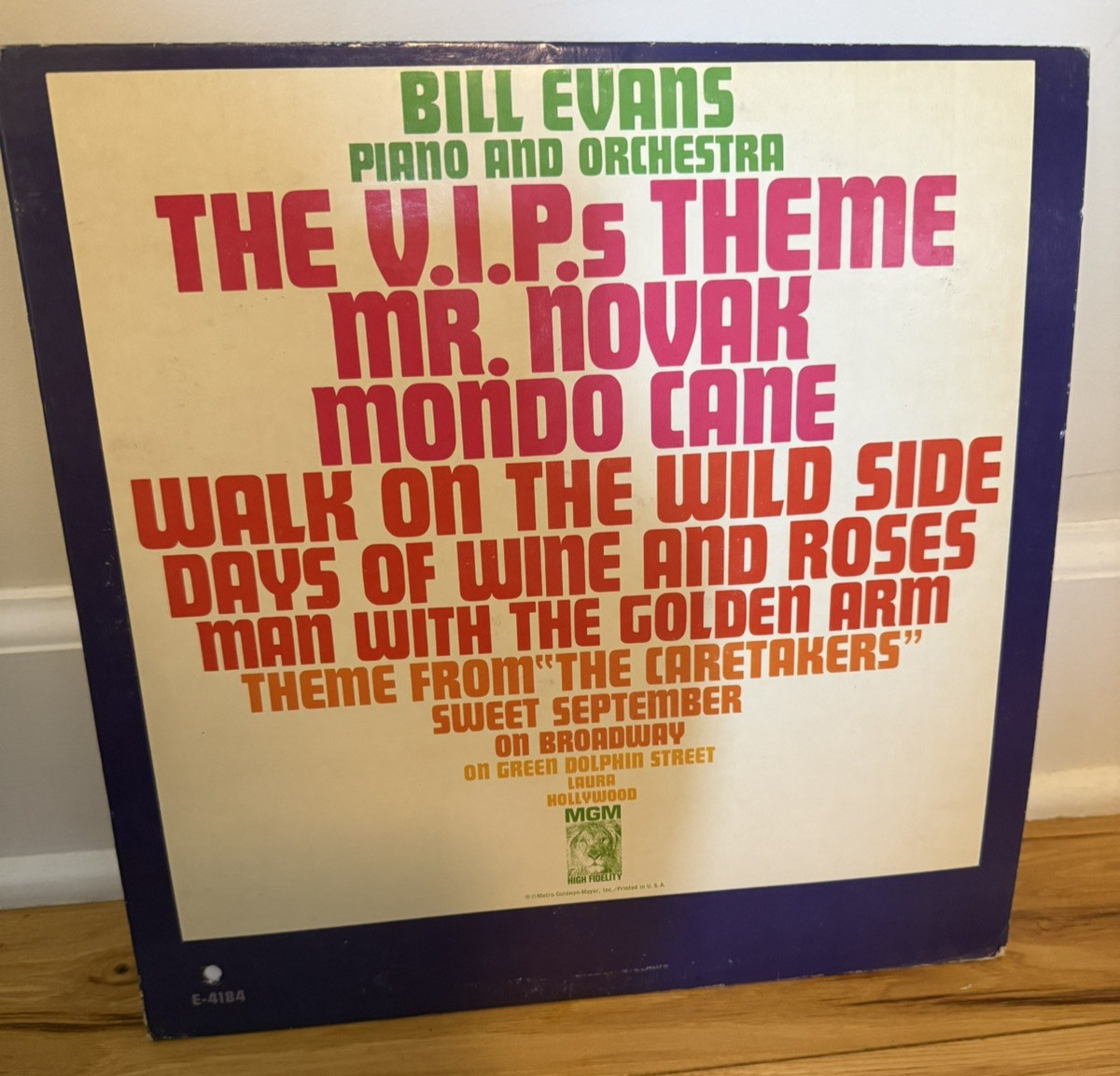 Bill Evans Theme From The V.I.P.s And Other Great Songs LP Mono MGM VG condition