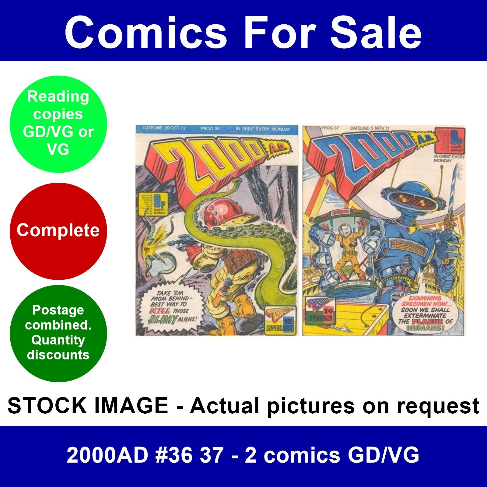 2000AD #36 37 - 2 comics GD/VG
