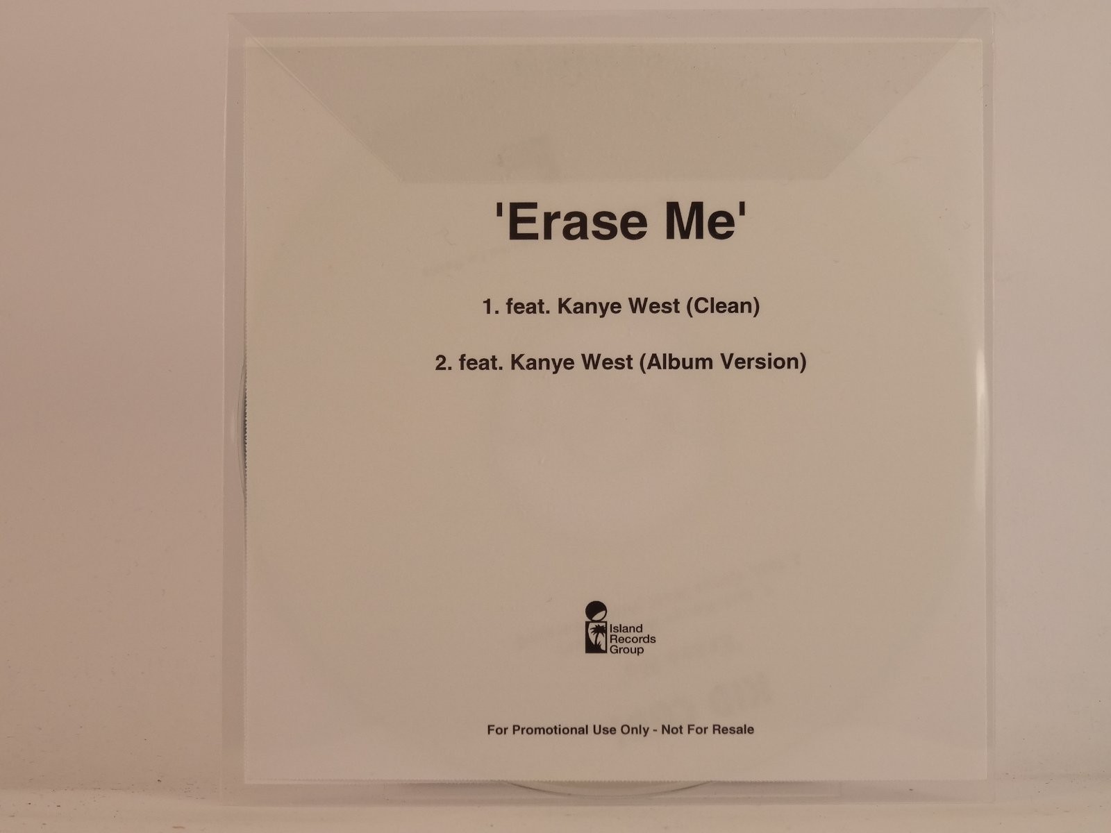 KID CUDI FT KAYNE WEST ERASE ME (C63) 2 Track Promo CD Single including White Sl