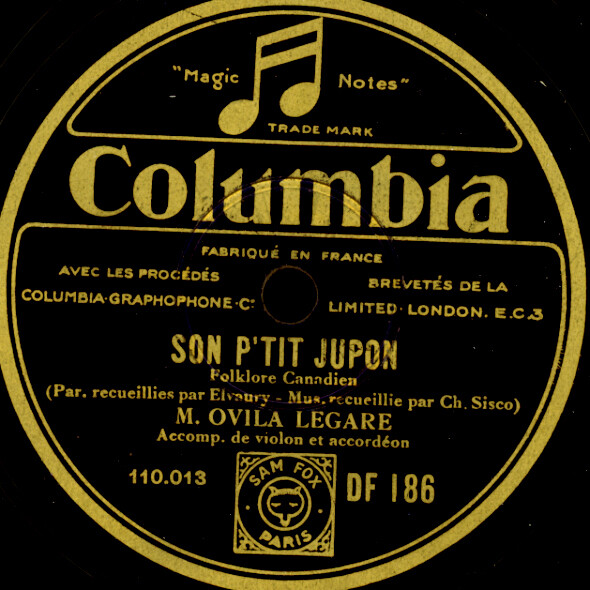 OVILA LEGARE -CANADIAN FOLK- Son p'tit jupon/ Son voile qui volait  78rpm S2286