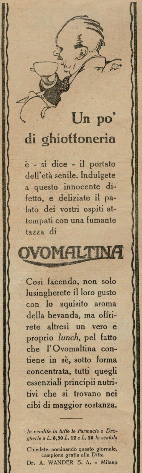 PUBBLICITA' ORIGINALE VINTAGE  DEL 1927 : OVOMALTINA