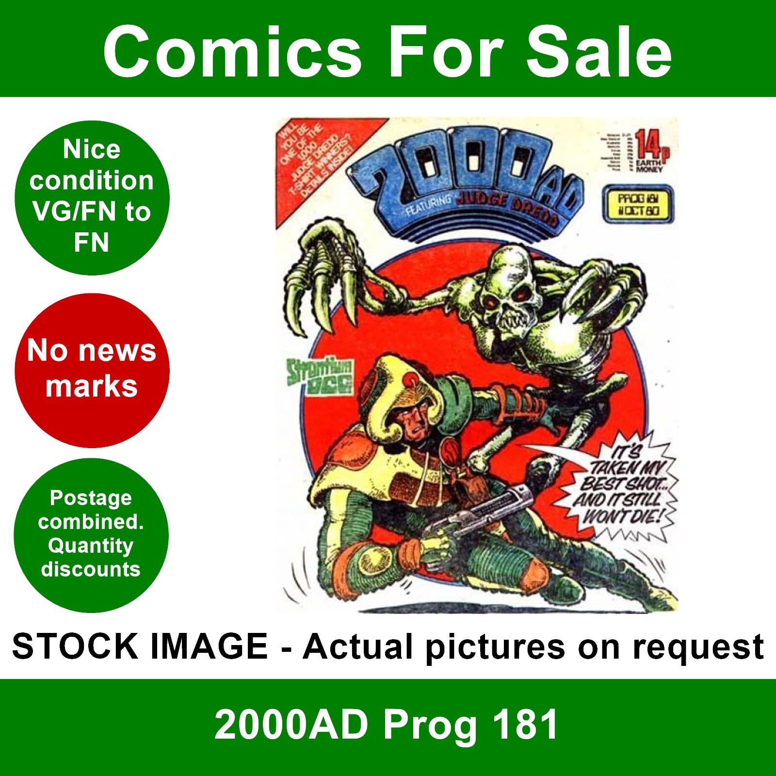 2000AD Prog 181 comic - Nice VG/FN clean - 11 October 1980