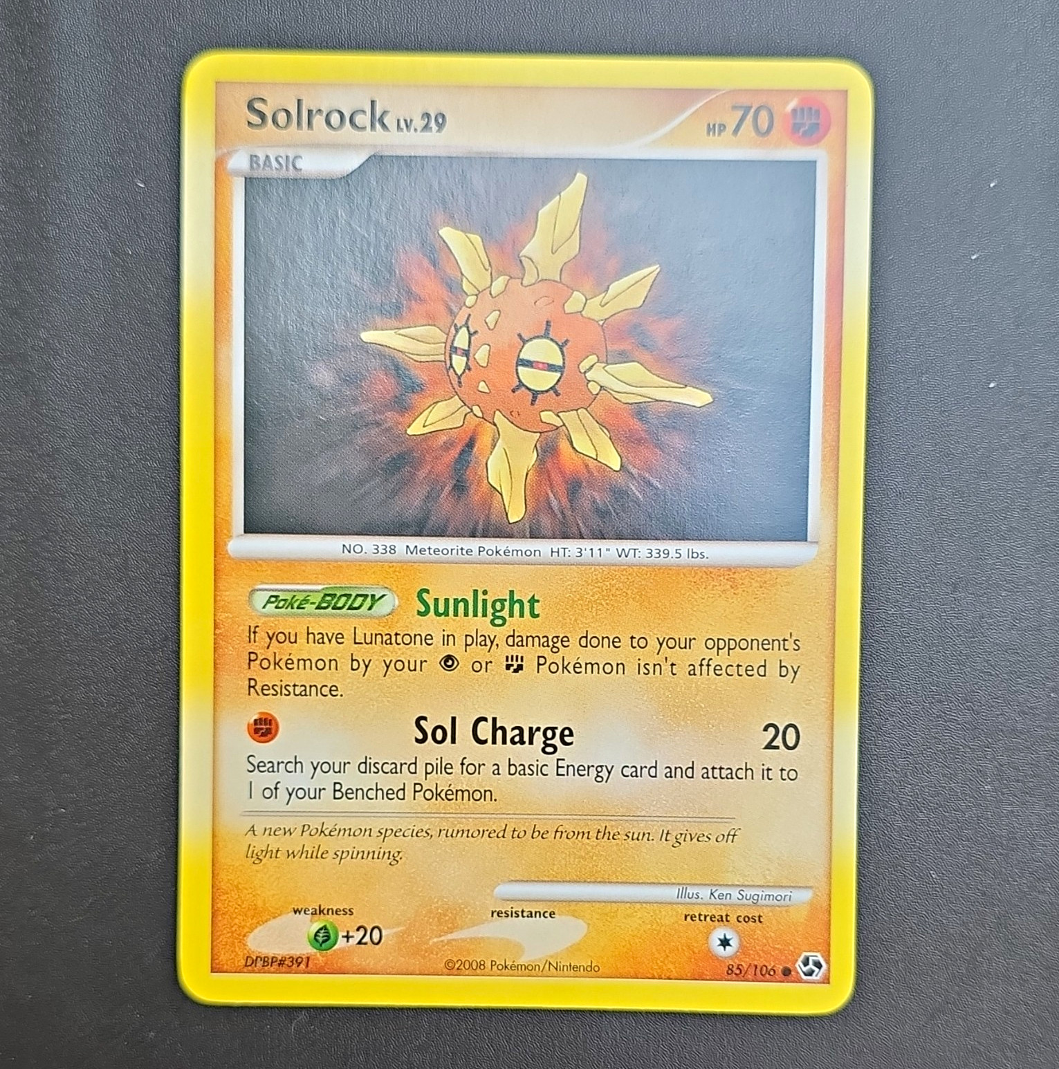 Solrock 85/106 Great Encounters Regular 70 HP Common English Pokémon TCG (2008)
