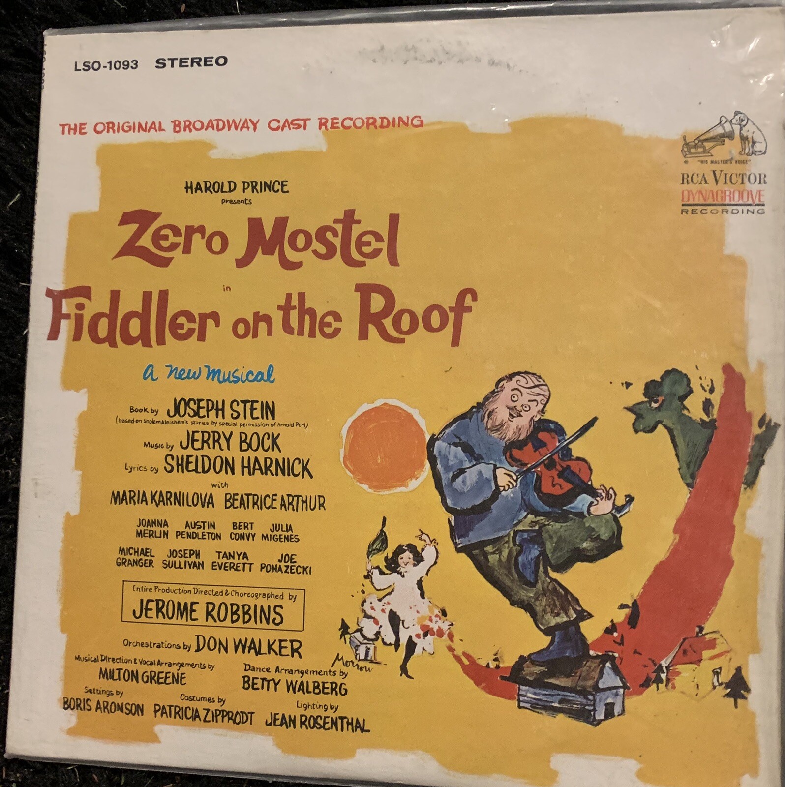 Zero Mostel - Fiddler on the Roof (1964) Vinyl Record LP Broadway Cast Recording