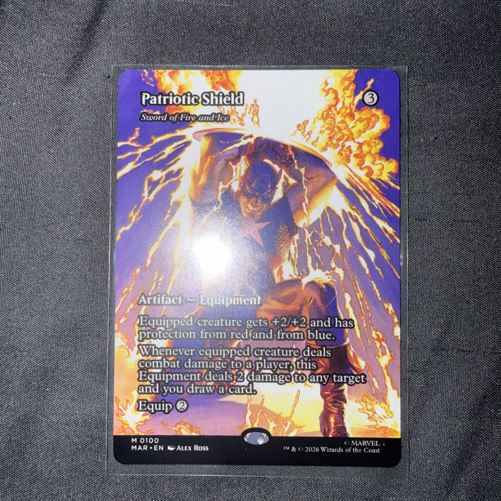Scudo Patriottico (Spada di Fuoco e Ghiaccio) Borderless 100 Marvel Universe MTG MAR