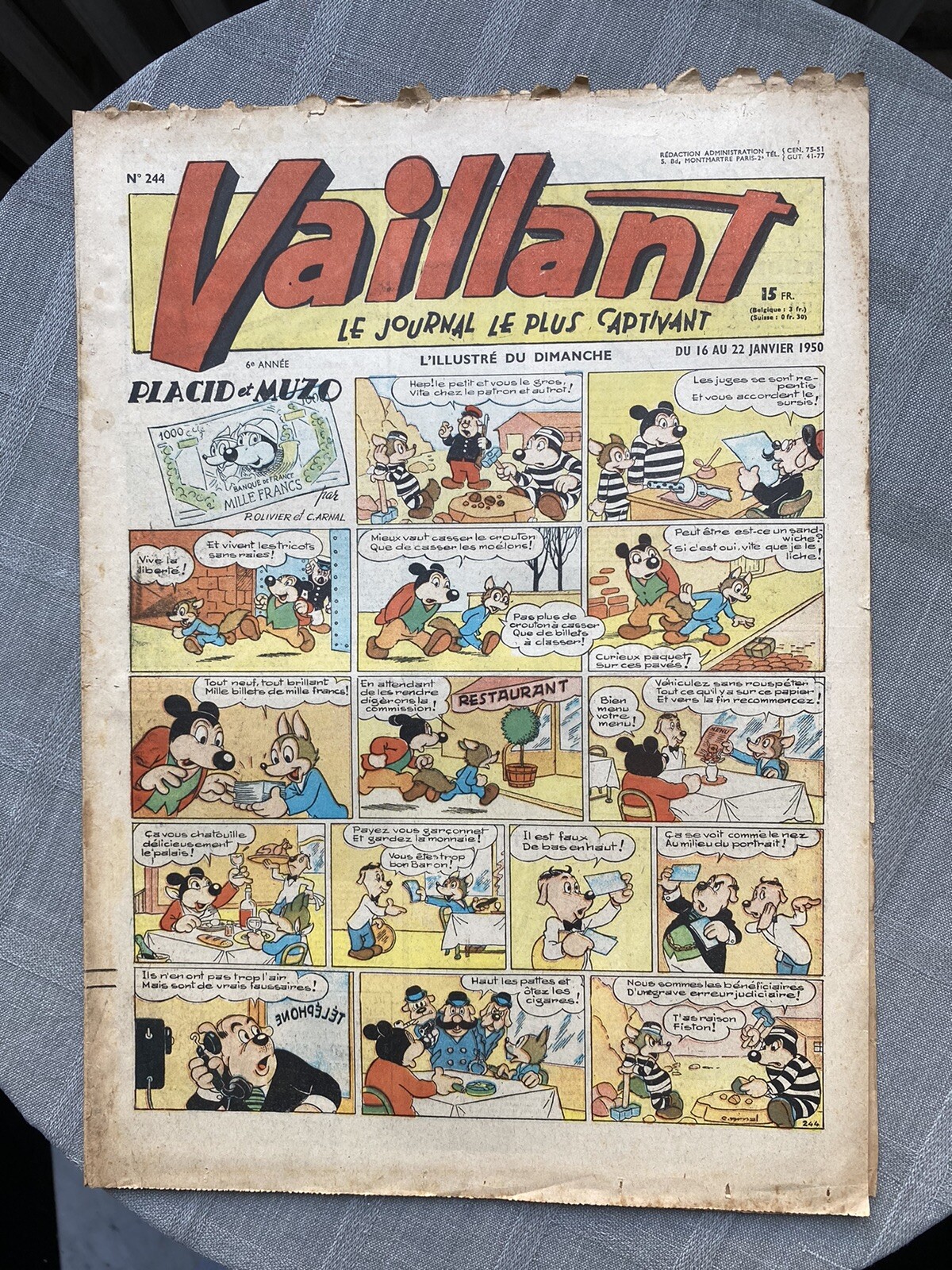 Vaillant Il Giornale Più Coinvolgente N°244 1950 Buone Condizioni
