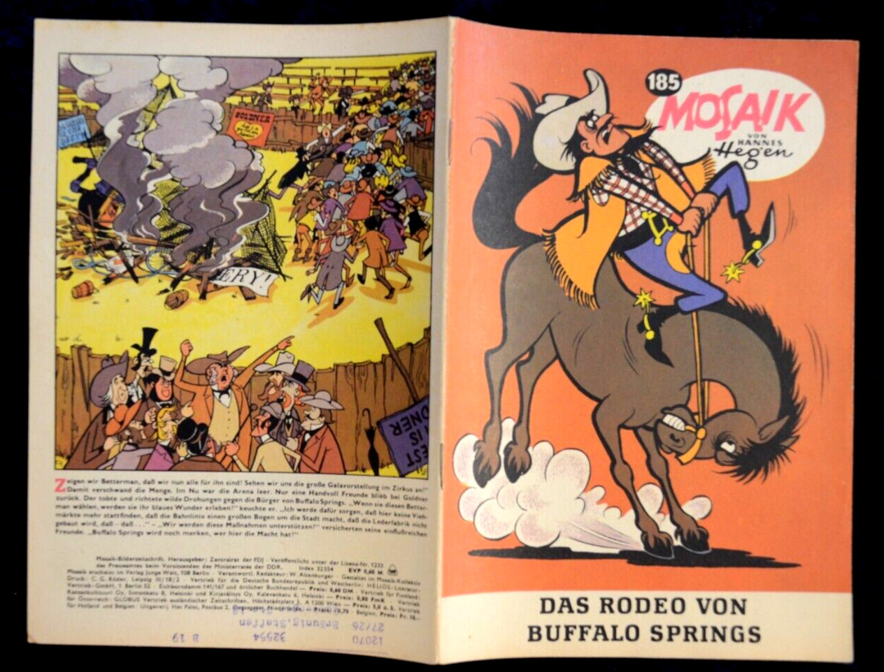 Original MOSAIK Hannes Hegen Nr. 185 Il Rodeo Di Buffalo Springs DDR