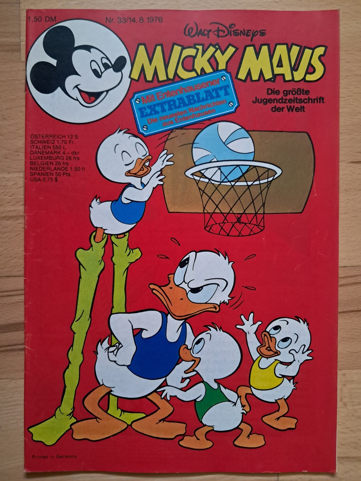 Topolino Walt Disney n.33 del 14.8.1976 con foglio extra + angolo di ritaglio - Z0-1