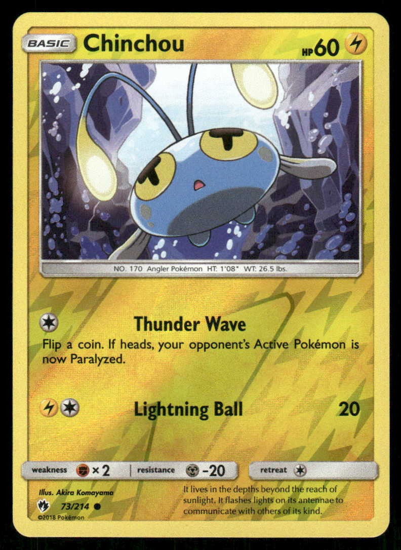 POKEMON CHINCHOU LOST THUNDER 73/214 REVERSE HOLO C LP