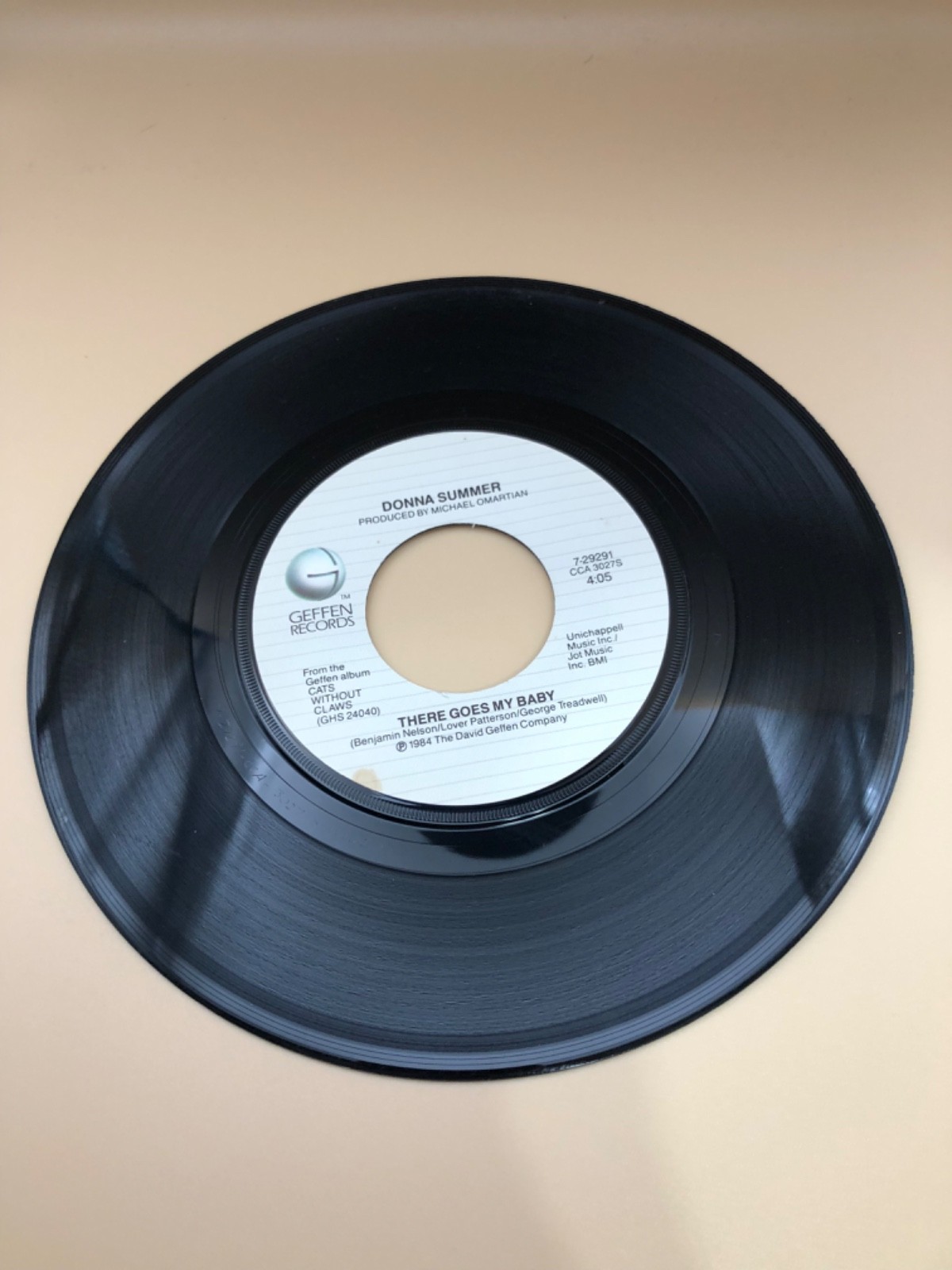 Donna Summer, There Goes My Baby/Maybe It's Over 45 VG+ 1984 Geffen