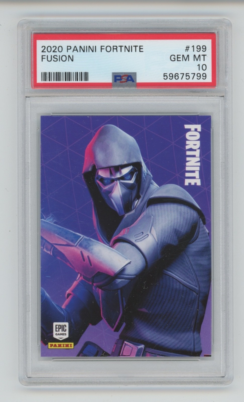 FUSION 2020 PANINI FORTNITE EPIC GAMES #199 LEGGENDARIO OUTFIT CLASSIFICATO PSA 10 POP 6