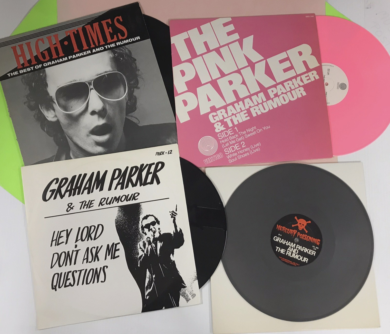 4x GRAHAM PARKER Import LP Pink, Best Of + 3x Singoli 12" Colorati