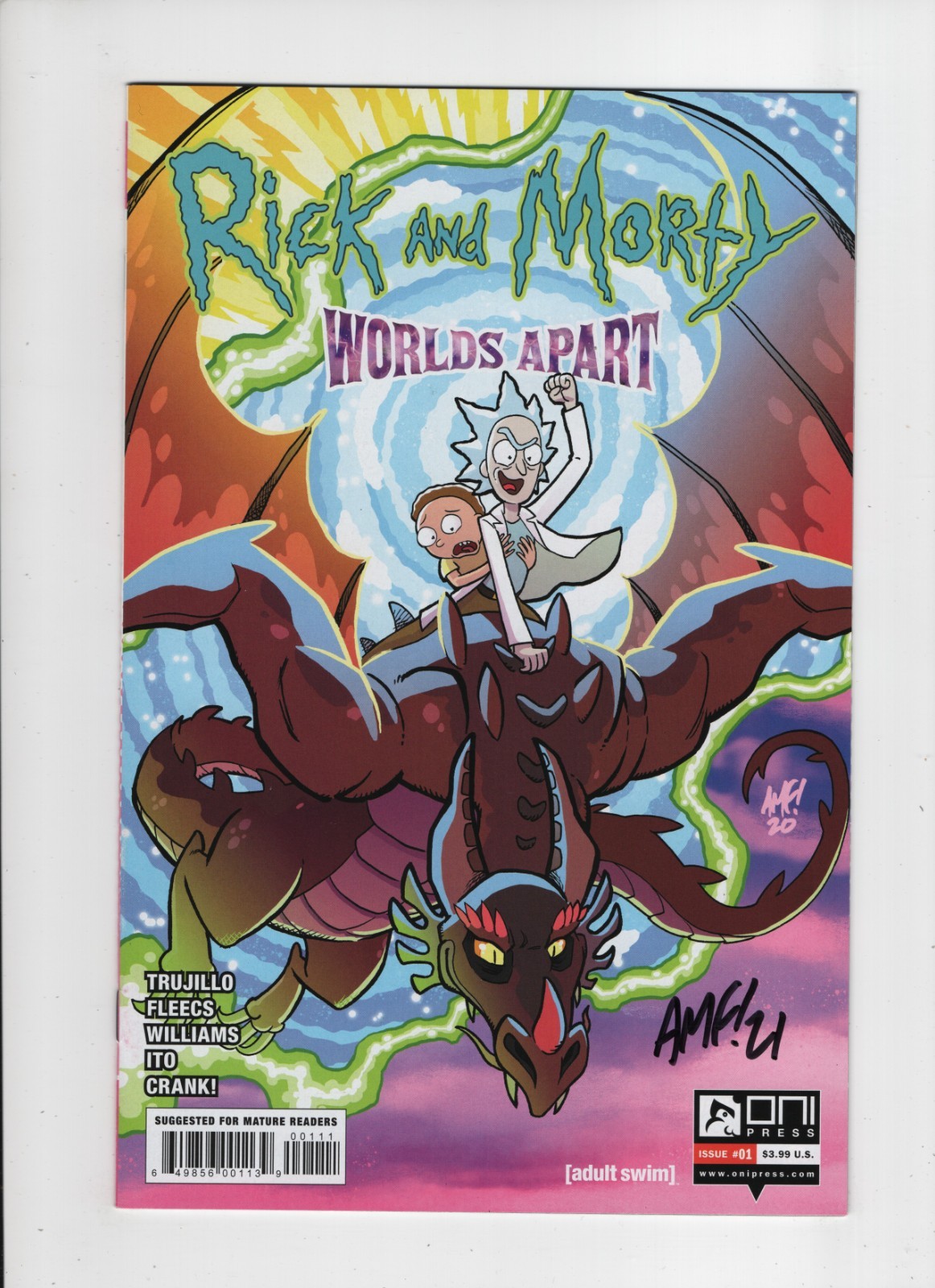 Rick and Morty Worlds Apart #1 firmato da Tony Fleecs AMF! Oni Comics Press 2021