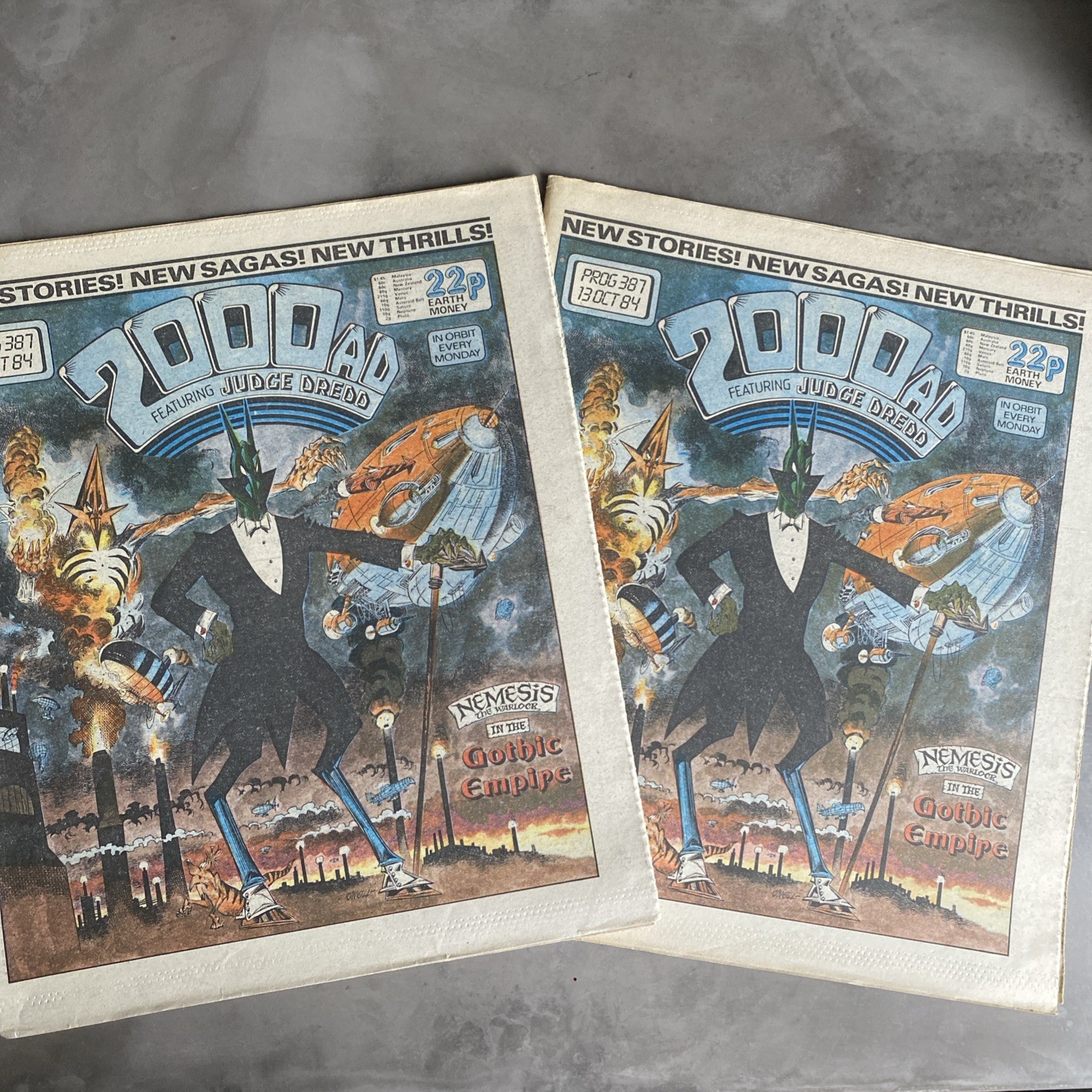 2000AD Comic Issue Prog #387 x2 13/10/84 October 13th 1984 Nemesis Gothic Empire