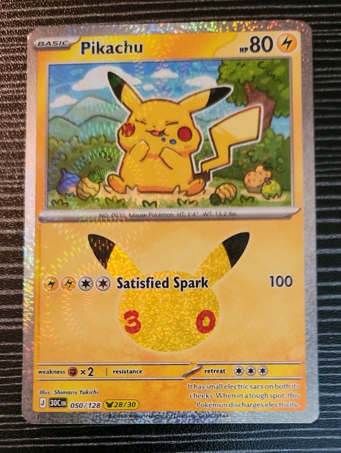 Pokemon- Pikachu 050/128 (28/30)- 30th Celebration- Holo Card