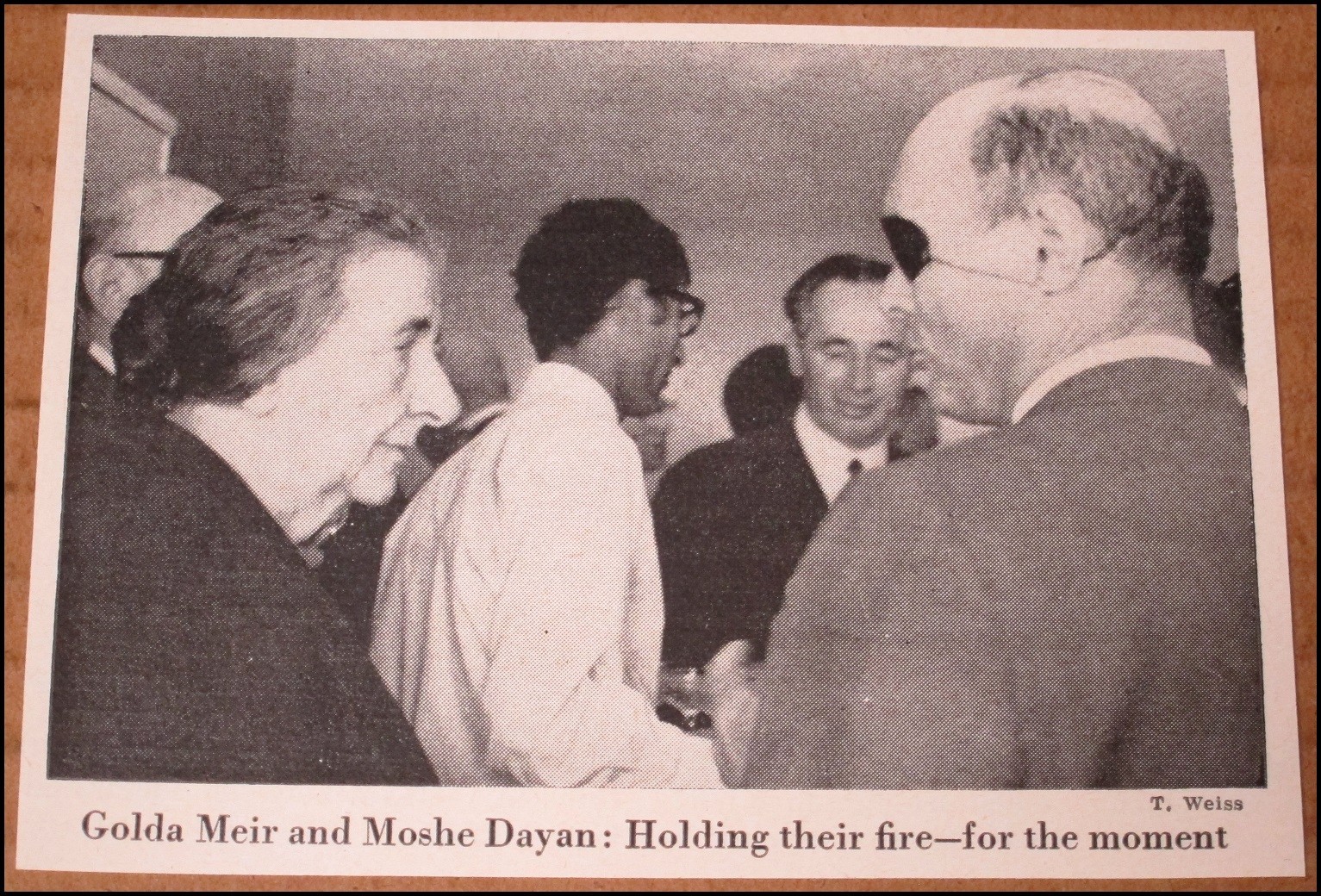 1970 Golda Meir Moshe Dayan Israele Newsweek foto ritaglio 4,5"x3,25" vintage