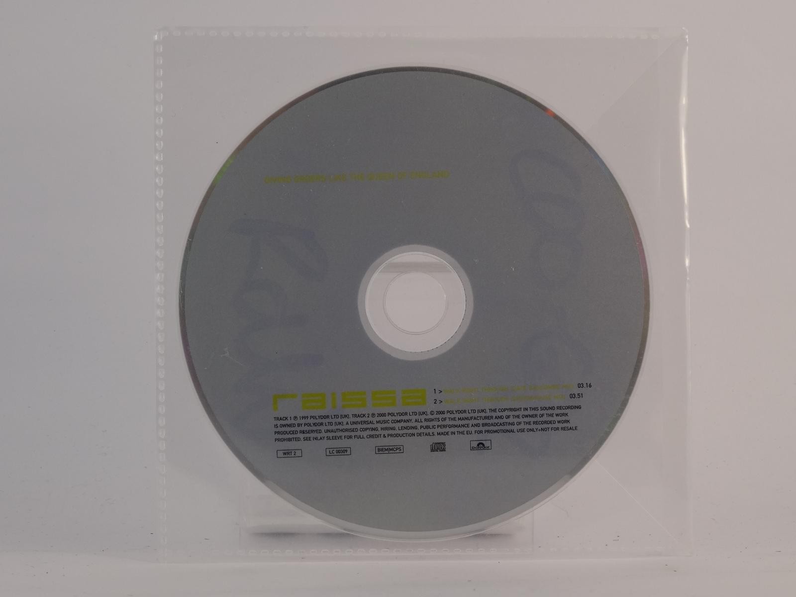 RAISSA  WALK RIGHT THROUGH (Y1) 2 Track Promo CD Single including Plastic Sleeve