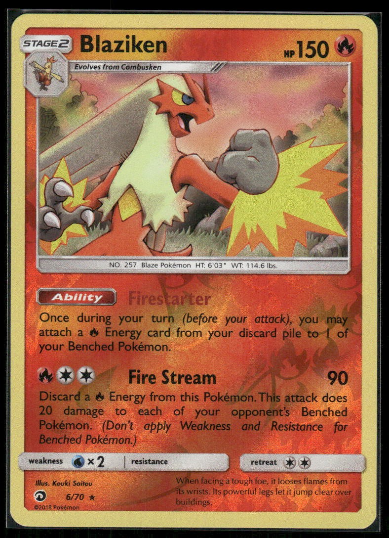 Blaziken 6/70 Holo R Dragon Majesty Pokemon Reverse Holo quasi nuovo/M AA-279