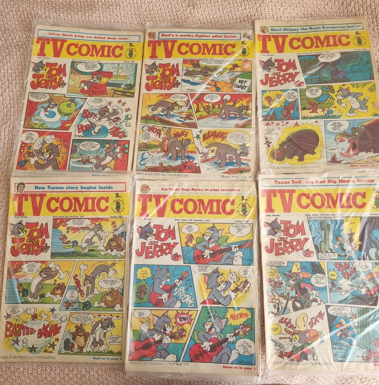 Vintage TV Comic Lot of 16 Issues (1972) – Tom & Jerry Covers Comic Strips