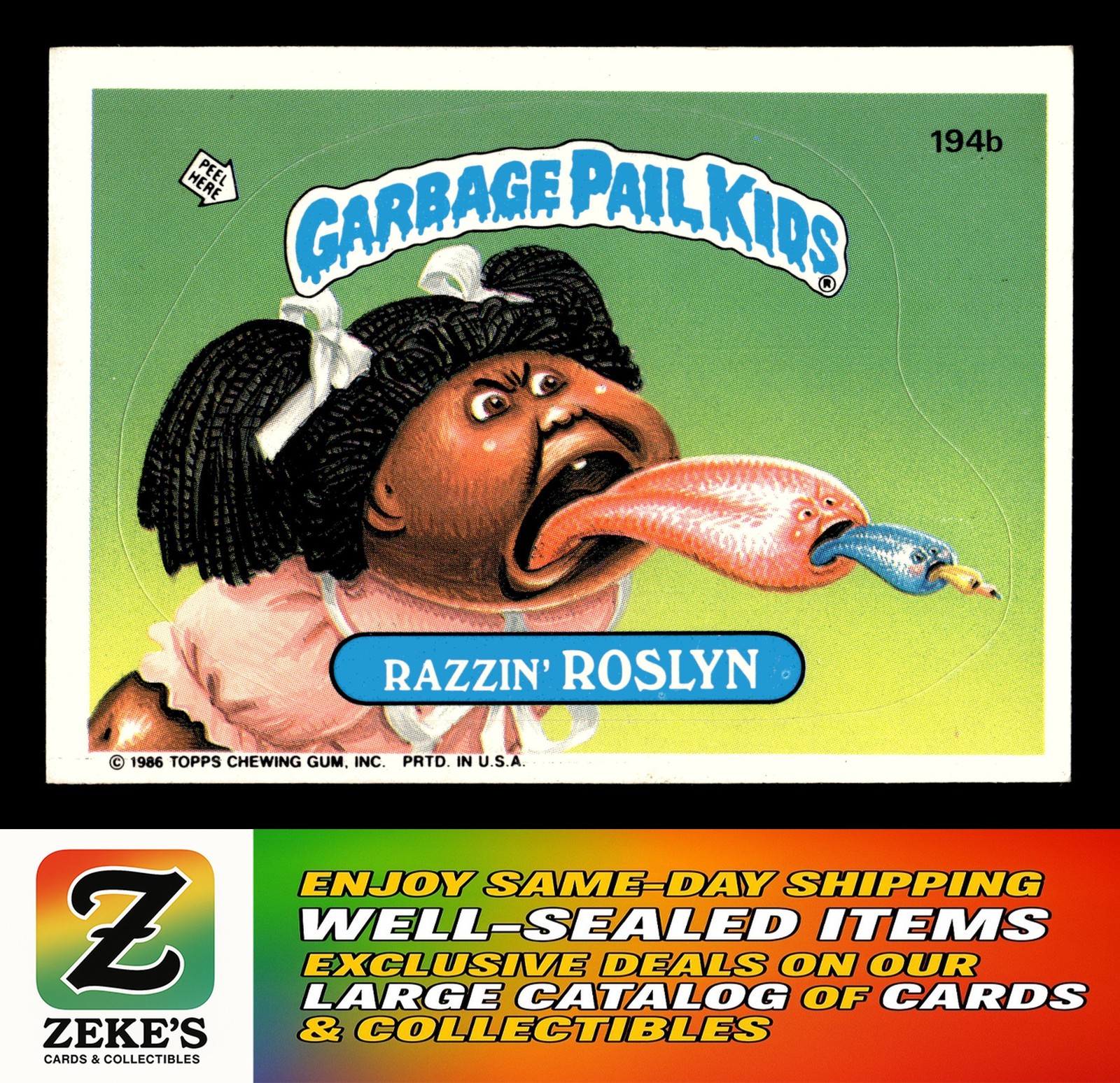 1986 Topps Garbage Pail Kids Series 5 #194b Razzin' Roslyn