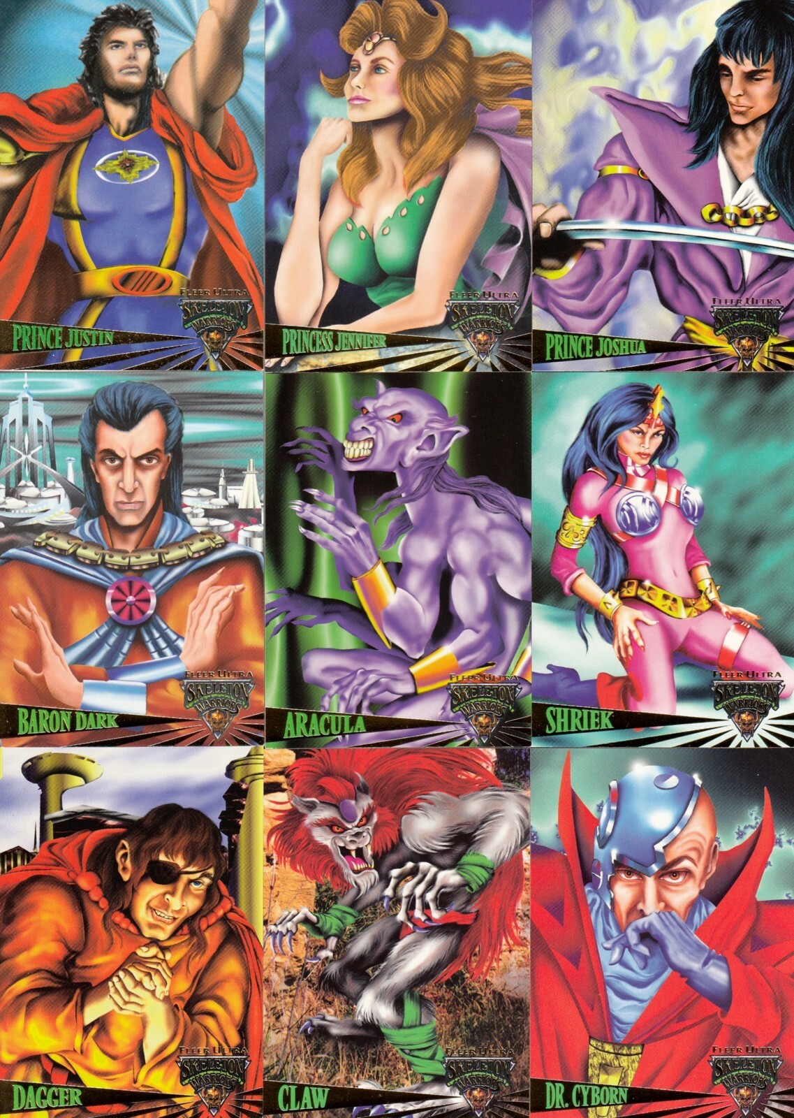SKELETON WARRIORS 1995 FLEER ULTRA COMPLETO SET DI 100 CARTE BASE AN