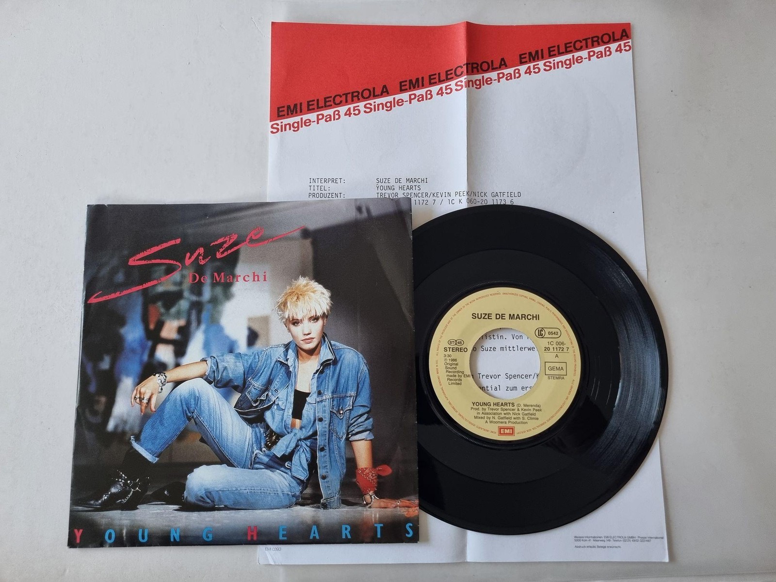 Suze De Marchi - Young Hearts 7'' Vinyl Germany WITH PROMO FACTS