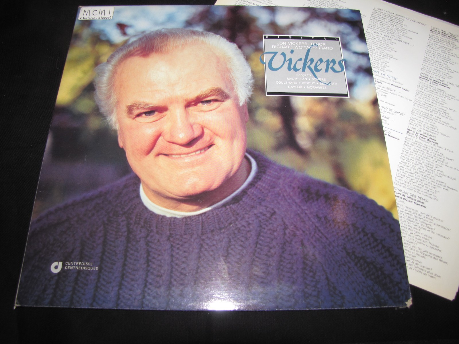 JOHN VICKERS TENOR - VICKERS - CENTREDISCS LP