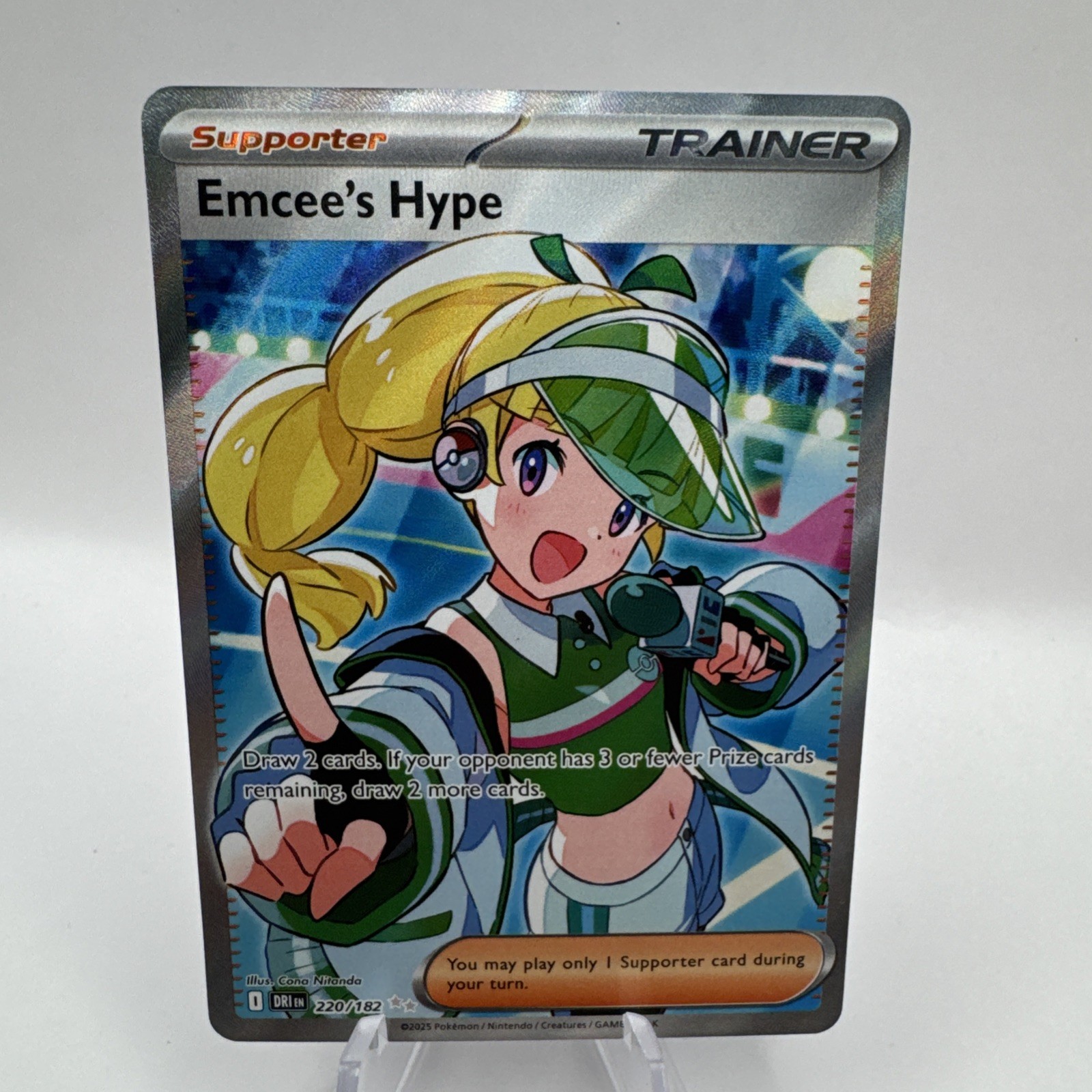 Pokemon Emcee's Hype Holo Destined Rivals 220/182 quasi nuovo