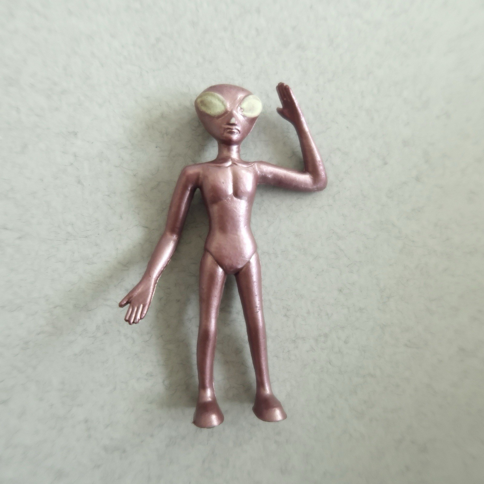 Mini Space Bendy Alien Figure Giocattolo Vintage Anni 90 UFO Files Viola Metallizzato Occhi Luminosi