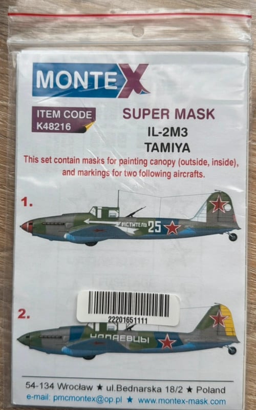 Montex IL-2M3 1/48 Tamiya Máscaras