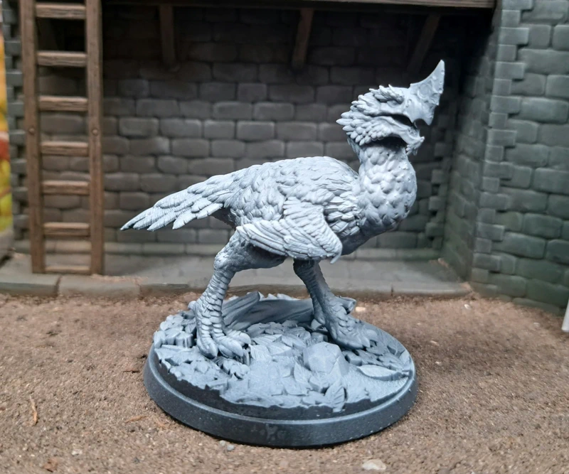 Primed monster miniature axe beak standing pose