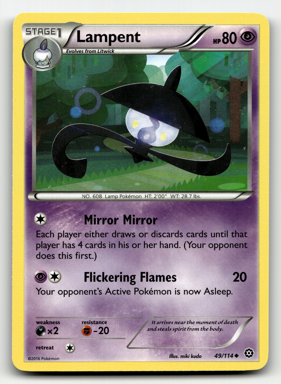Lampent 49/114 Steam Siege Uncommon Pokemon TCG [LP]