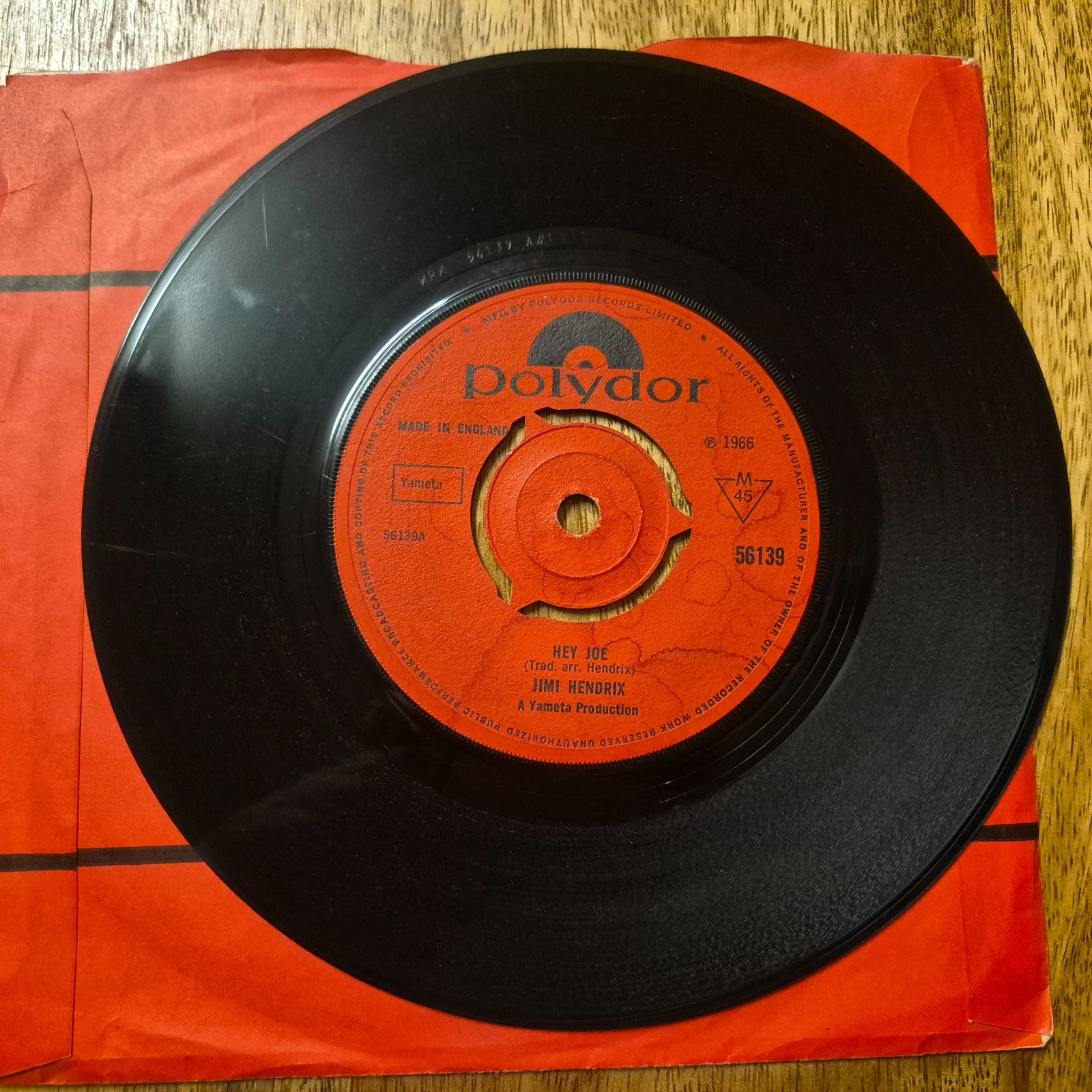 Jimi Hendrix – Hey Joe 1966 7” Black Polydor Logo Label First UK Pressing