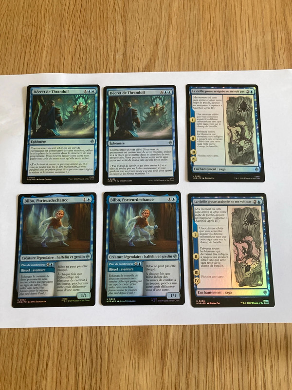 Lot de 6 cartes bleues Unco ( Foil ) Magic Le Hobbit