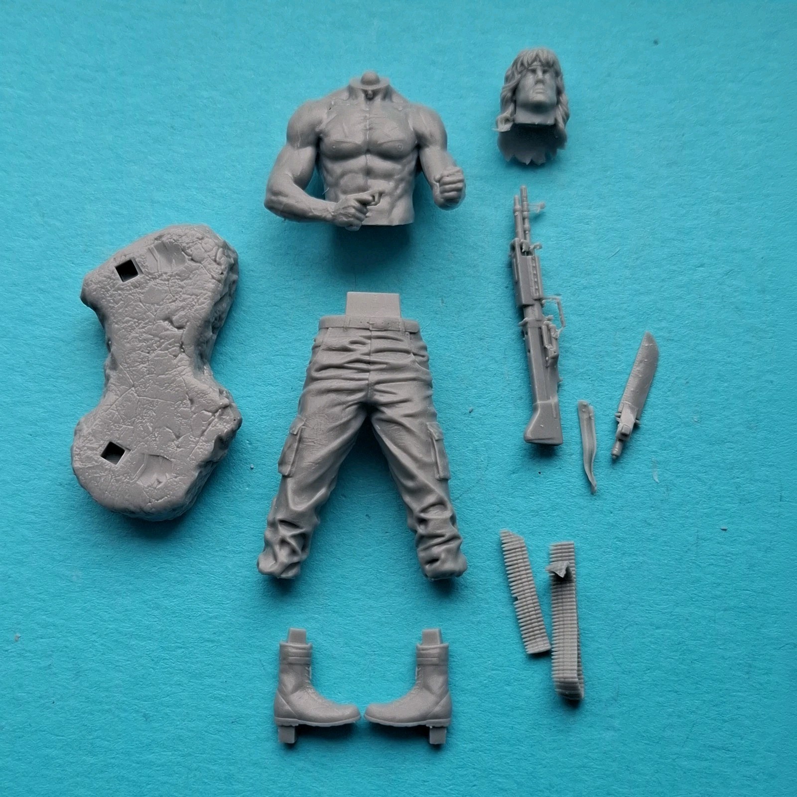Rambo 1 (1) kit modellino e base in resina stampata 3D 90mm non verniciata. #116